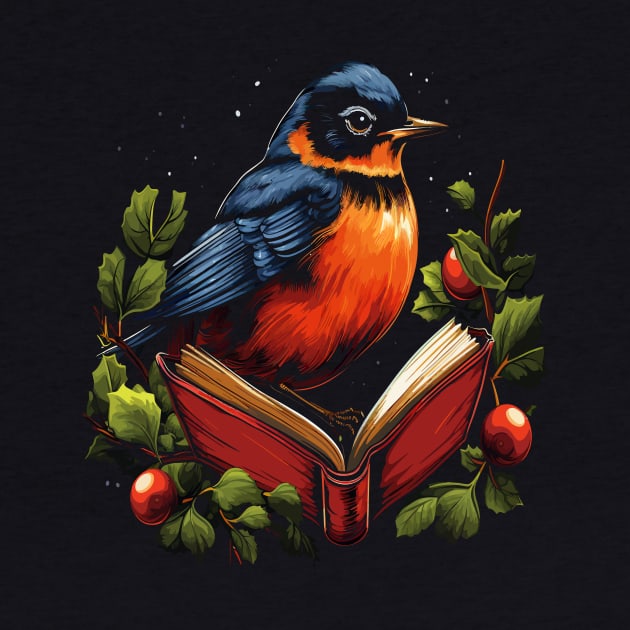 American Robin Reads Book by JH Mart